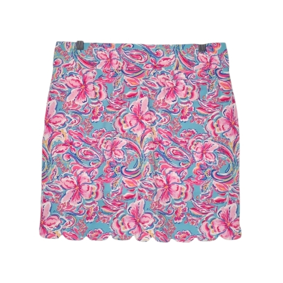 Stella Parker Pink & Blue Full Bloom Pattern Scalloped Hem Skort Size XL NWOT - Picture 2 of 5